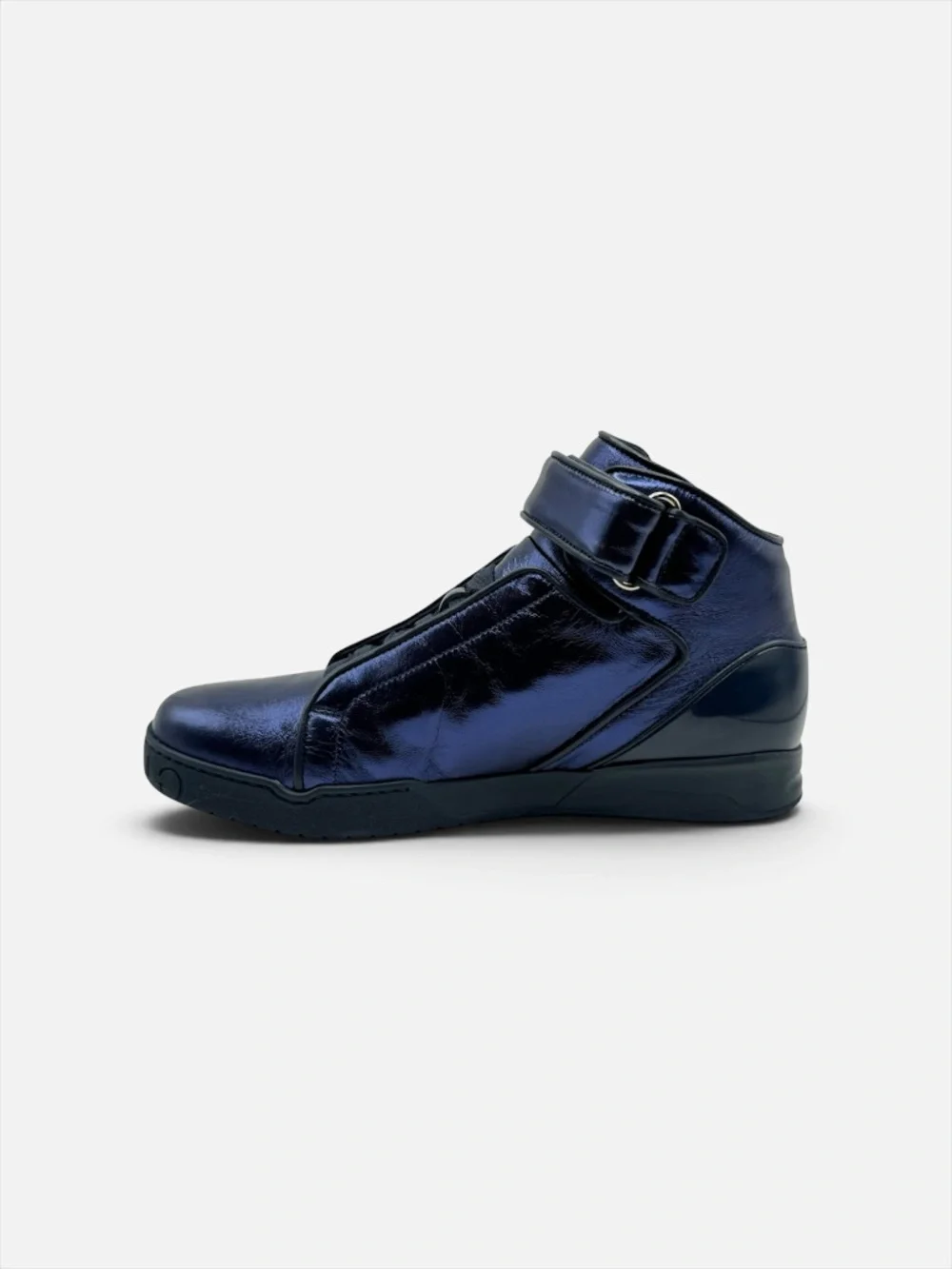 Gucci Blue Leather High-Top Lace-Up Sneakers Men 5G Italy NIB